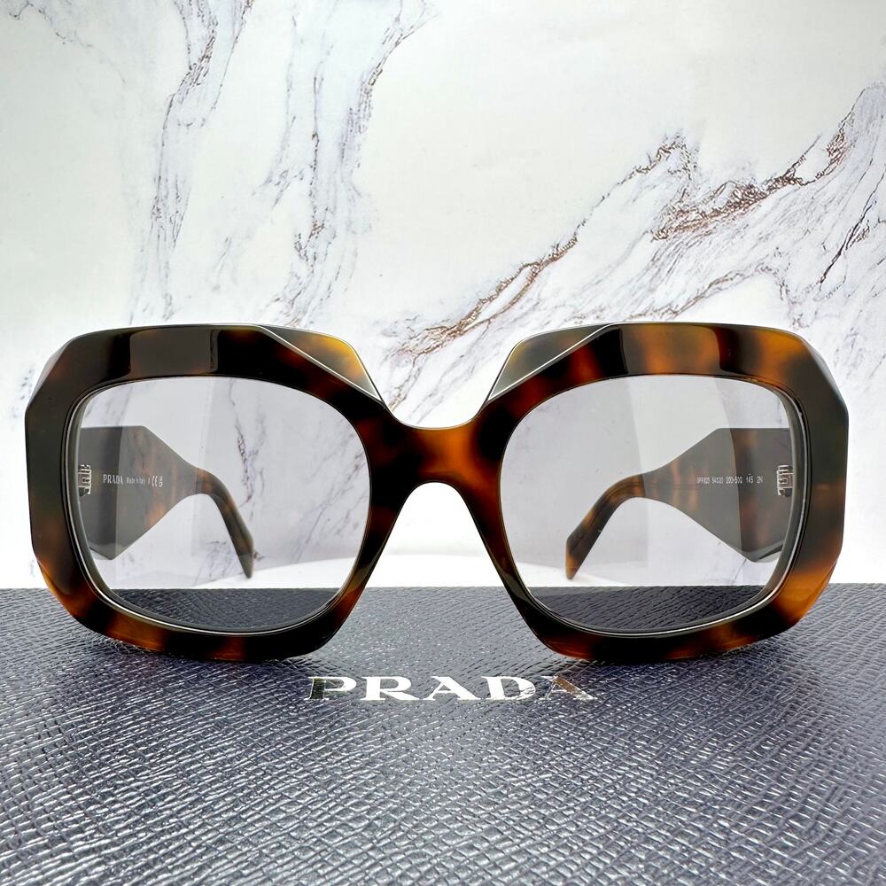 New PRADA Sunglasses Brown Juniper Tortoise Gray Lens Square - Picture 8 of 16